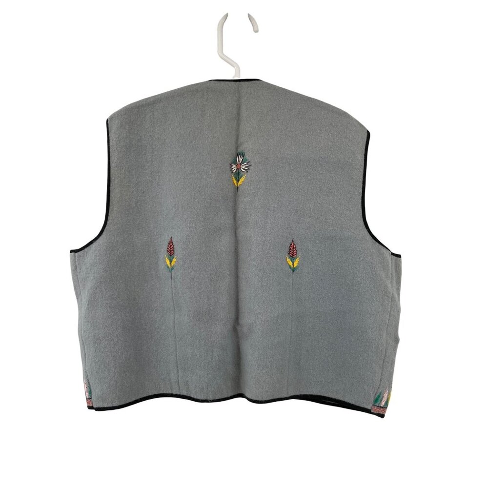 Vintage Embroidered Folk Boho Vest Boys L/XL? Handmade India Used Gray Multi - Picture 9 of 9